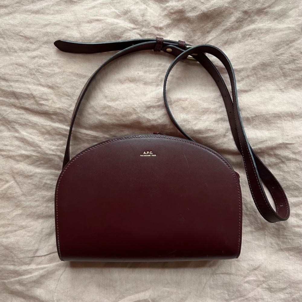A.P.C. Half Moon Demi Lune Bag Vino Burgundy